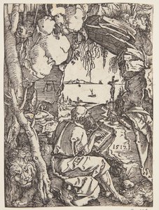 St. Jerome luolassa tekijältä Albrecht Dürer