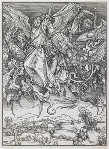 St. Michael Fighting the Dragon, sarjasta "The Apocalypse" tekijältä Albrecht Dürer