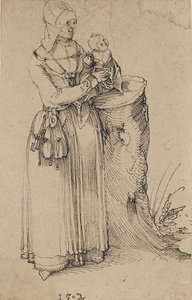 Pysyvä hahmo nainen pitelee lasta, 1502 tekijältä Albrecht Dürer