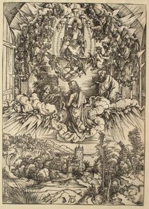 Ilmestyskirja: Pyhä Johannes Jumalan ja vanhinten edessä tekijältä Albrecht Dürer