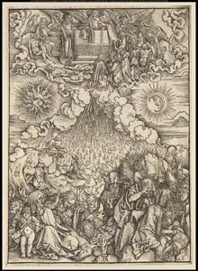 Apokalypsi: Viidennen ja kuudennen sinetin avaaminen, 1497-1498 tekijältä Albrecht Dürer