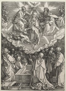 Neitsyt taivaaseenastuminen ja kruunajaiset, 1510. tekijältä Albrecht Dürer