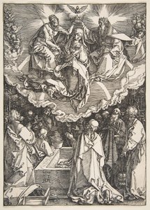 Neitsyt taivaaseenastuminen ja kruunaus, Neitsyen elämästä, 1510. tekijältä Albrecht Dürer