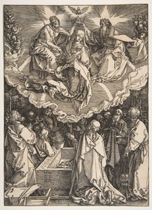 Neitsyt taivaaseenastuminen ja kruunaus, Neitsyen elämästä, 1510. tekijältä Albrecht Dürer