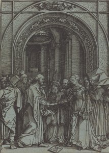 Neitsyen kihlaus, n. 1504–1505, painettu 1560-1570-luku. tekijältä Albrecht Dürer