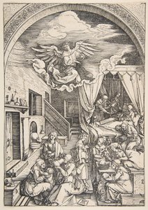 Neitsyen syntymä kirjasta The Life of the Virgin, n. 1503. tekijältä Albrecht Dürer