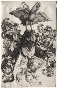 Vaakuna, jossa leijona ja kukko tekijältä Albrecht Dürer