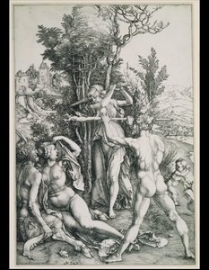 Hyveen ja nautinnon taistelu Herakleen läsnä ollessa tekijältä Albrecht Dürer