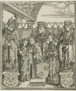 Kongressi ja kaksoiskihlaus Wienissä Maximilian I:n riemukaaresta tekijältä Albrecht Dürer