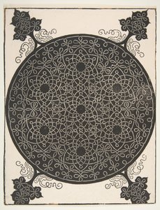 Viides solmu. Lomitettu pyöreä, jossa on seitsemän kuusisakaraista tähteä, 1521 ennen. tekijältä Albrecht Dürer