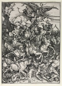 Neljä ratsumiestä, The Apocalypse, c. 1498. tekijältä Albrecht Dürer