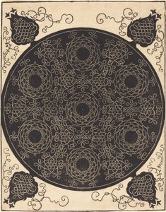 Neljäs solmu (yhdistää seitsemän pyöreää solmuryhmää mustilla keskuksilla) tekijältä Albrecht Dürer