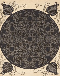 Neljäs solmu, joka yhdistää seitsemän pyöreää solmuryhmää mustilla keskuksilla, luultavasti 15061507. tekijältä Albrecht Dürer