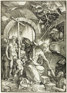 Helvetin ahdistaminen - Kristus Limbossa, levy yhdeksän suuresta kärsimyksestä tekijältä Albrecht Dürer