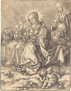 Pyhä perhe ruohopenkillä tekijältä Albrecht Dürer