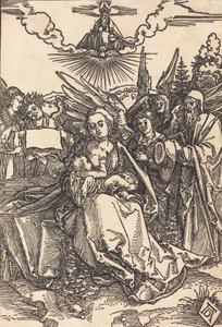 Pyhä perhe viiden enkelin kanssa vuonna 1505 tai sitä ennen. tekijältä Albrecht Dürer