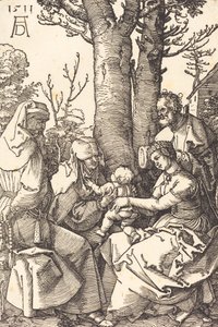 Pyhä perhe Joakimin ja Annen kanssa puun alla, 1511. tekijältä Albrecht Dürer