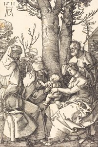 Pyhä perhe Joakimin ja Annen kanssa puun alla, 1511. tekijältä Albrecht Dürer