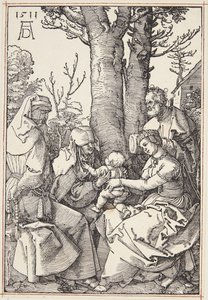 Pyhä perhe Joakimin ja Pyhän Annan kanssa tekijältä Albrecht Dürer