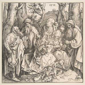 Pyhä perhe pyhien ja kahden musikaalienkelin kanssa, 1511. tekijältä Albrecht Dürer
