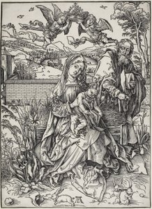 Pyhä perhe, jossa on kolme jänistä tekijältä Albrecht Dürer
