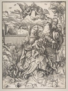 Pyhä perhe, jossa on kolme jänistä, n. 1497-98. tekijältä Albrecht Dürer