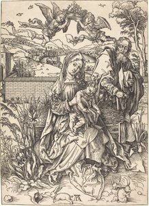 Pyhä perhe kolmen jänisen kanssa tekijältä Albrecht Dürer