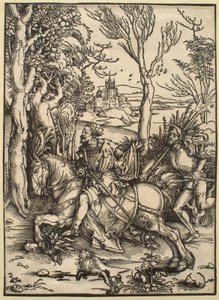 Ratsastava ritari ja landsknechtti tekijältä Albrecht Dürer