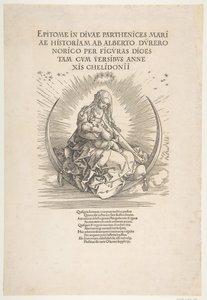 Madonna puolikuussa, Neitsyen elämän rintama, n. 1511. tekijältä Albrecht Dürer