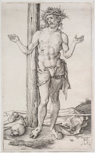 Surujen mies seisomassa, kädet ylhäällä, c. 1500. tekijältä Albrecht Dürer