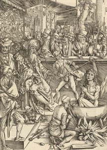 Pyhän Johanneksen marttyyrikuolema, 1498. tekijältä Albrecht Dürer