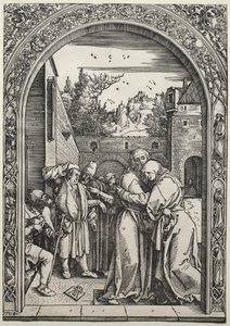 Joakimin ja Annan tapaaminen Kultaisella portilla, 1504. tekijältä Albrecht Dürer