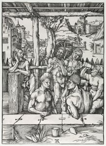 Miesten kylpylä, n. 1496-1497. tekijältä Albrecht Dürer