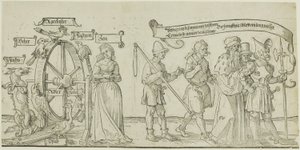 Michelfeldt Tapestry (Allegoria sosiaalisesta epäoikeudenmukaisuudesta), ensimmäinen osa kolmesta tekijältä Albrecht Dürer