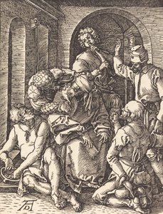 Kristuksen pilkkaaminen, luultavasti n. 15091510. tekijältä Albrecht Dürer