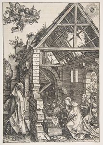 Kristuksen syntymä, sarjasta Neitsyt Marian elämä, latinankielinen painos, 1511