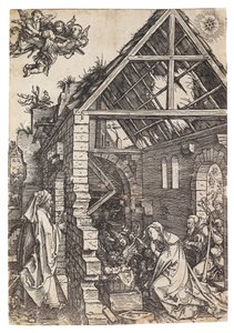 Kristuksen syntymä, sarjasta Neitsyen elämä, n. 1503. tekijältä Albrecht Dürer