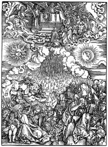 Viidennen ja kuudennen sinetin avaaminen, 1498, 1936 tekijältä Albrecht Dürer