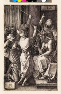 Kristuksen kärsimys: orjantappuroilla kruunattu Kristus tekijältä Albrecht Dürer