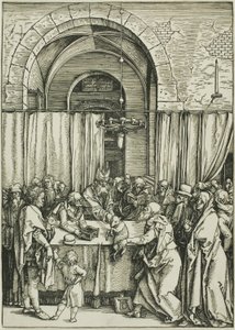 Joakimin uhrilahjan hylkääminen, Neitsyt Marian elämästä. tekijältä Albrecht Dürer