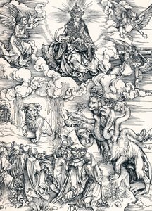 Seitsemänpäinen peto ja karitsansarvet sisältävä peto, 1498 1906. tekijältä Albrecht Dürer