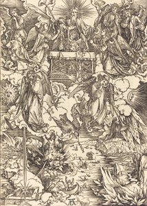 Seitsemän enkeliä trumpettien kanssa, 1498. tekijältä Albrecht Dürer