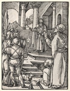 Pieni kärsimys: Kristus Pilatuksen edessä, n. 1509-1511. tekijältä Albrecht Dürer
