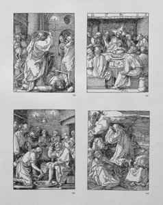 Small Passion -sarja: (Viimeinen ehtoollinen, Kristus pesee Pietarin jalat, Agonia puutarhassa, julkaisu 1511.