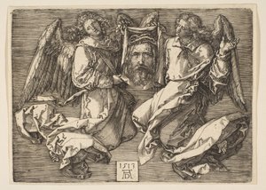 Kahden enkelin esittämä Sudarium, 1513. tekijältä Albrecht Dürer