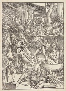 Pyhän Johannes Evankelistan kidutus tekijältä Albrecht Dürer