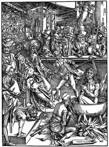 Pyhän Johannes Evankelistan kidutus, 1498, 1936 tekijältä Albrecht Dürer