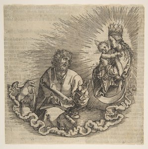 Neitsyt ilmestyy Pyhälle Johannekselle, Ilmestyskirja, 1511. tekijältä Albrecht Dürer