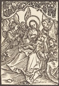 Neitsyt imettävät Kristus-lapsia neljän enkelin kanssa, n. 1500. tekijältä Albrecht Dürer
