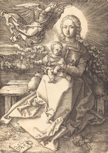 Neitsyt ja lapsi, jonka yksi enkeli kruunasi, 1520. tekijältä Albrecht Dürer